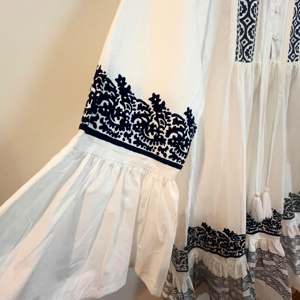 Roller Rabbit Mona Border Maricruz Dress Size Small White & Navy - Picture 5 of 11